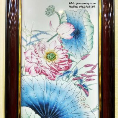 Tranh Sứ Họa Tiết Hoa Sen